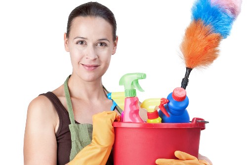 Cleaning professional arriving for a scheduled service
